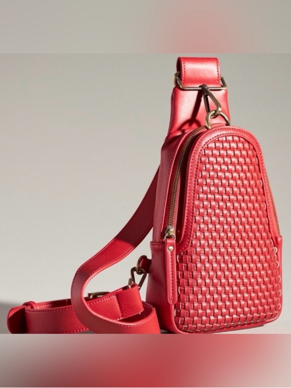 Anthropologie Woven Liberty Sling Bag Red